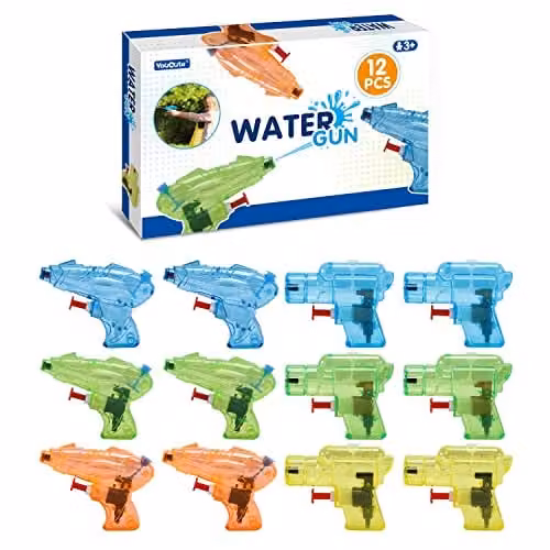 YouCute 12 Pack Water Gun Pistol Squirt Toys in Green, Red and Blue