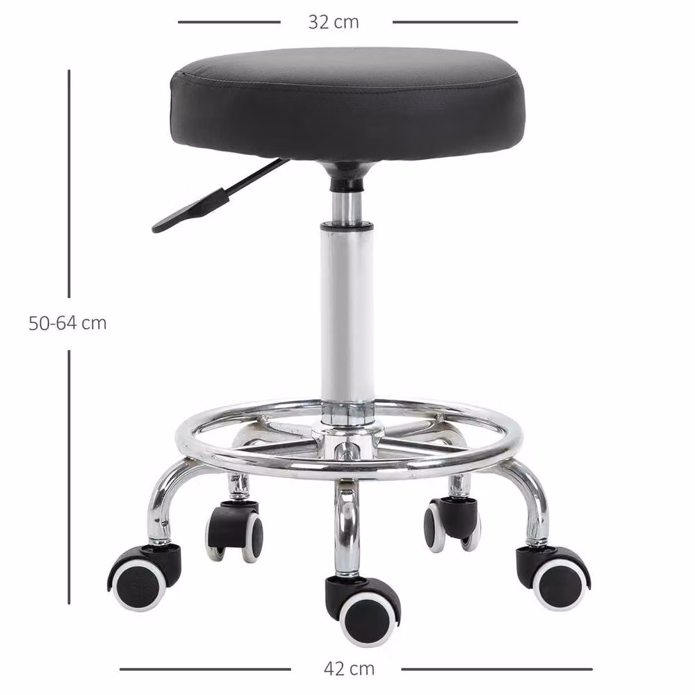 EONLION Black PU Leather Salon Beautician Stool – 2
