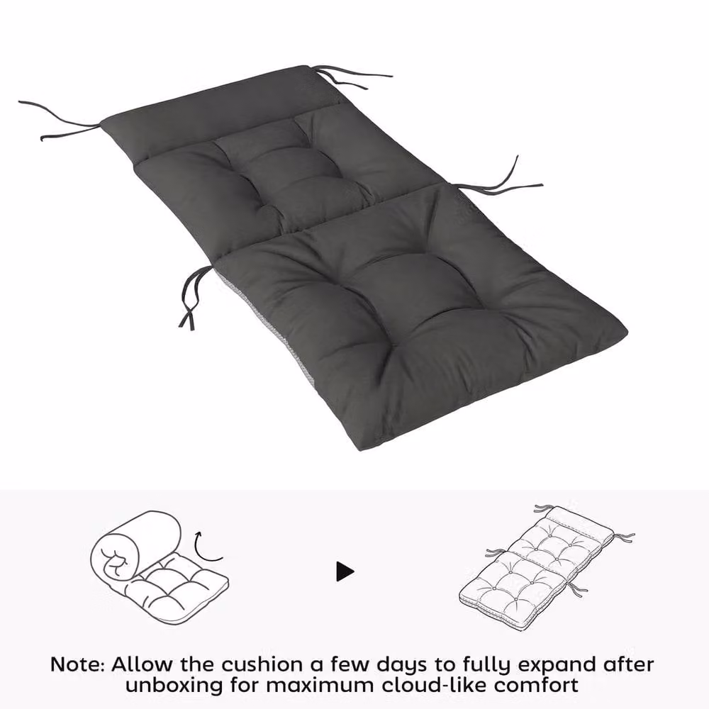 NESTLUNE Set of 4 Waterproof Garden Chair Cushions in Dark Grey, W: 100 cm, L: 190 cm – 4