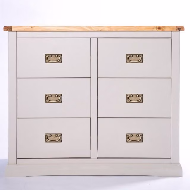 Cabinet Bits Loreo 6 Drawer Chest of Drawers in Light Grey with Gold Handles
