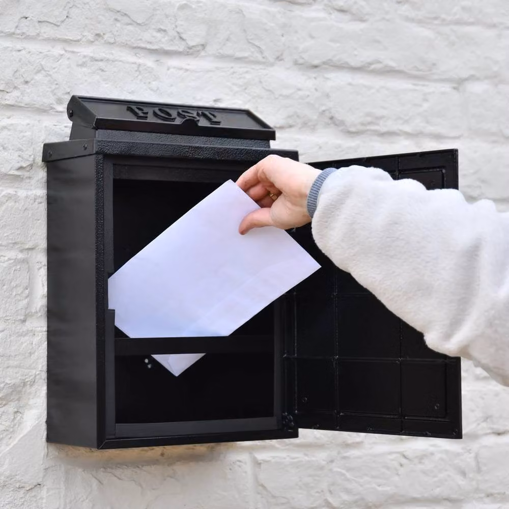 NESTLUNE Black Simplistic Locking Wall Mounted Post Box – 6