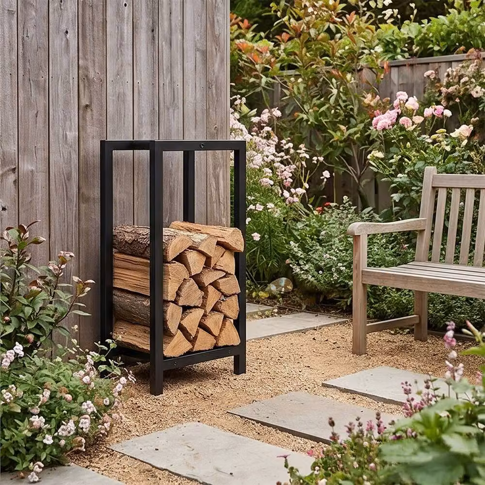Levede Steel Firewood Rack, Black Compact Freestanding Metal Log Holder for Living Room or Garden – 3