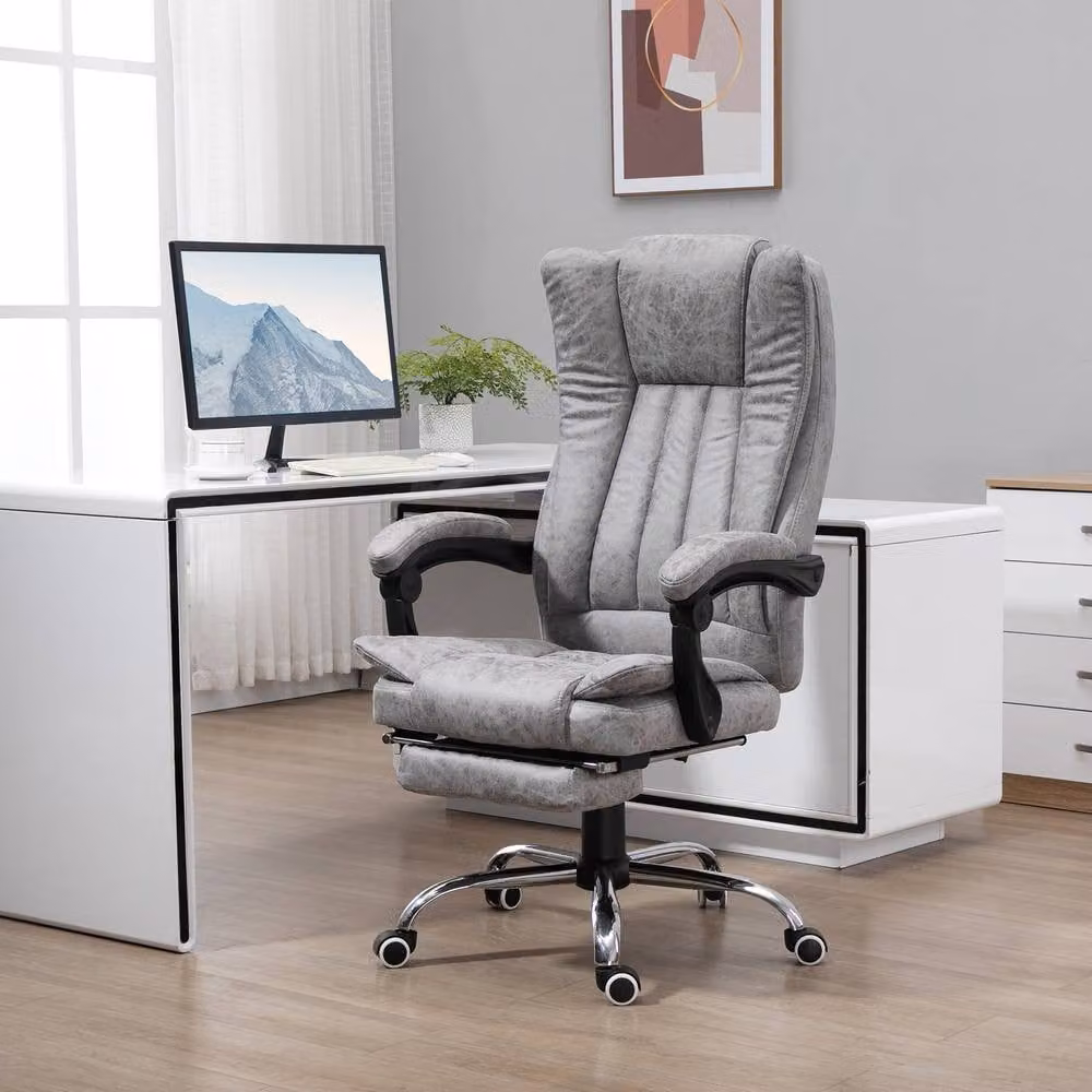 ERGOVEXA Grey Microfibre Executive Office Chair with Massage, Heat and Headrest – 3