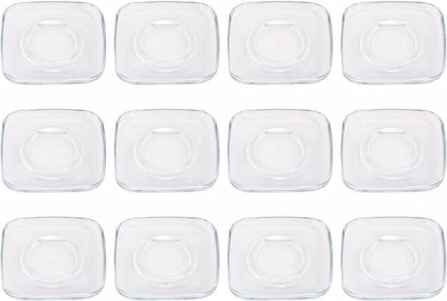 LAV Transparent Glass Cappuccino Saucers, Pack of 12, Diameter: 16.5 cm, Yellow