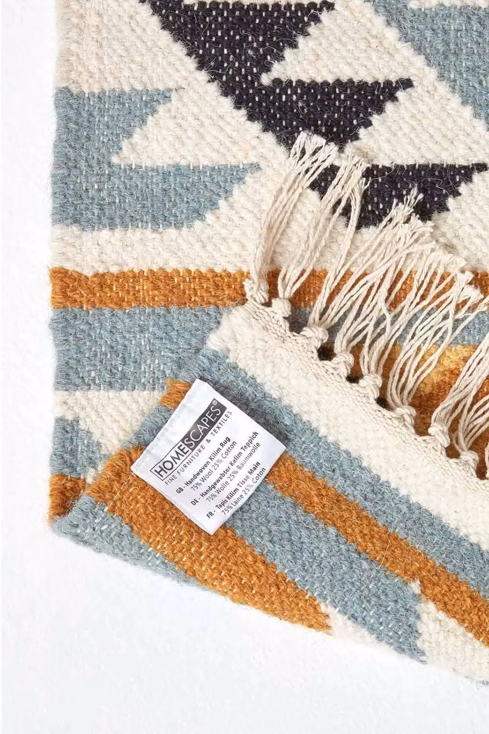 Homescapes Agra Handwoven Diamond Pattern Kilim Wool and Cotton Rug, Multicolour, W: 120 cm, L: 170 cm – 3