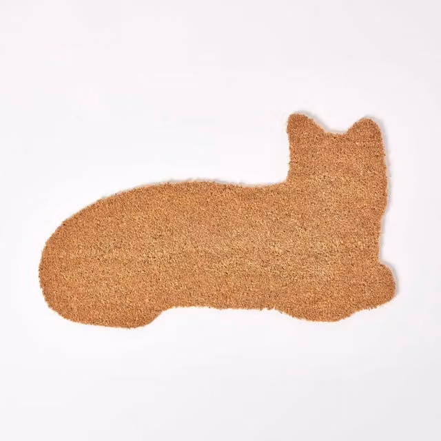 Homescapes Non-Slip Coir Animal Shaped Doormat, Beige and Brown, W/D/H: 75 x 45 x 1.7 cm