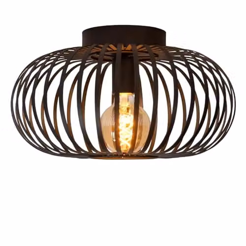 Lucide Manuela Dimmable LED Flush Ceiling Light, Black, Diameter: 39.5 cm – 4