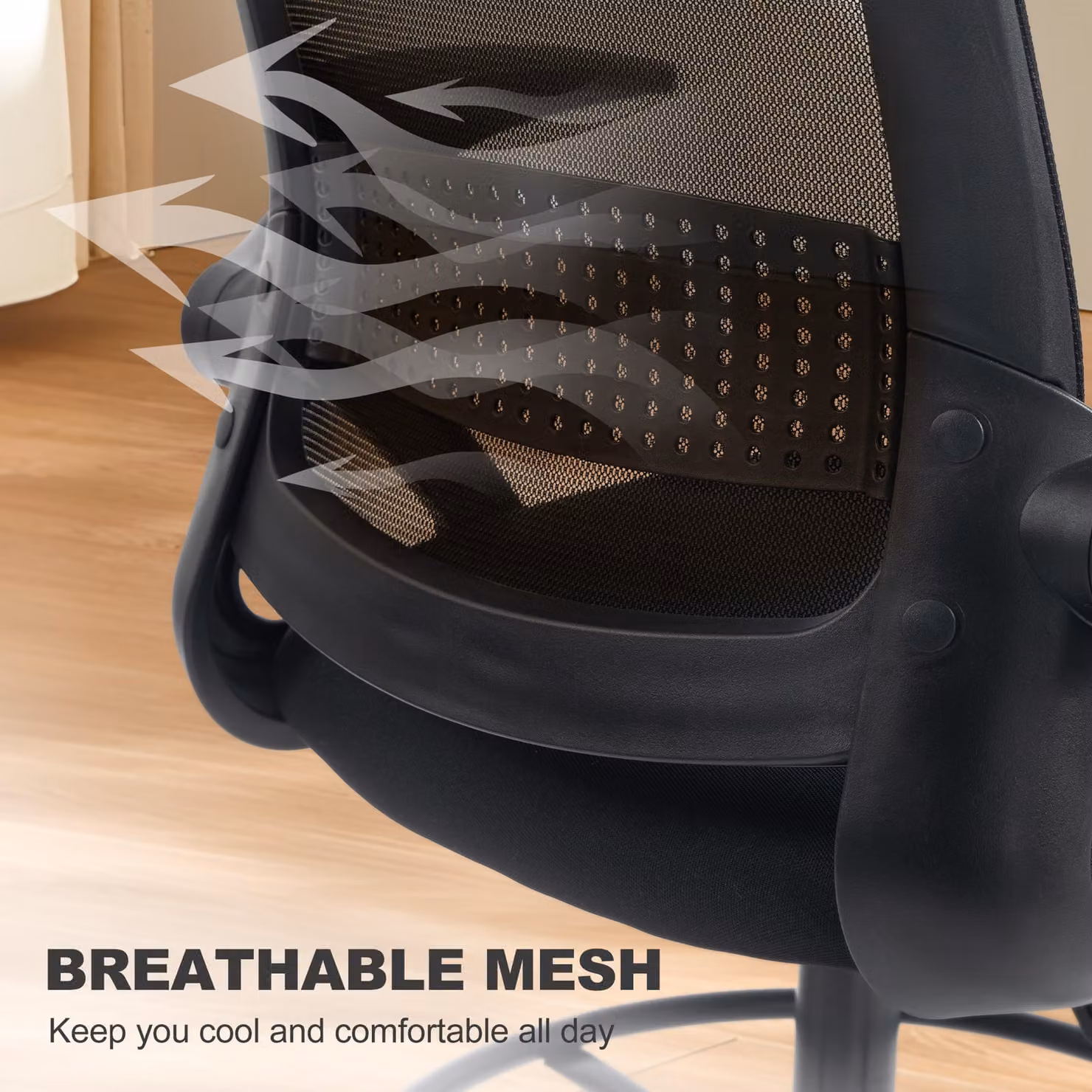 HOMCOM Black Modern Drafting Chair with Flip-up Armrests, Mesh and Fabric Construction – 7