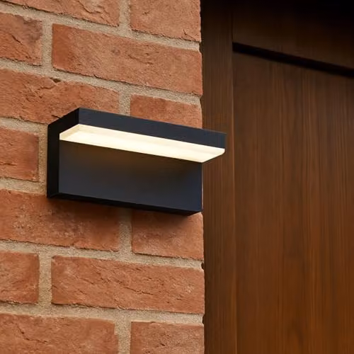 CGC Lighting Dallas Black Rectangular LED Outdoor Wall Light with Warm White Opal Diffuser IP65 Waterproof – 2