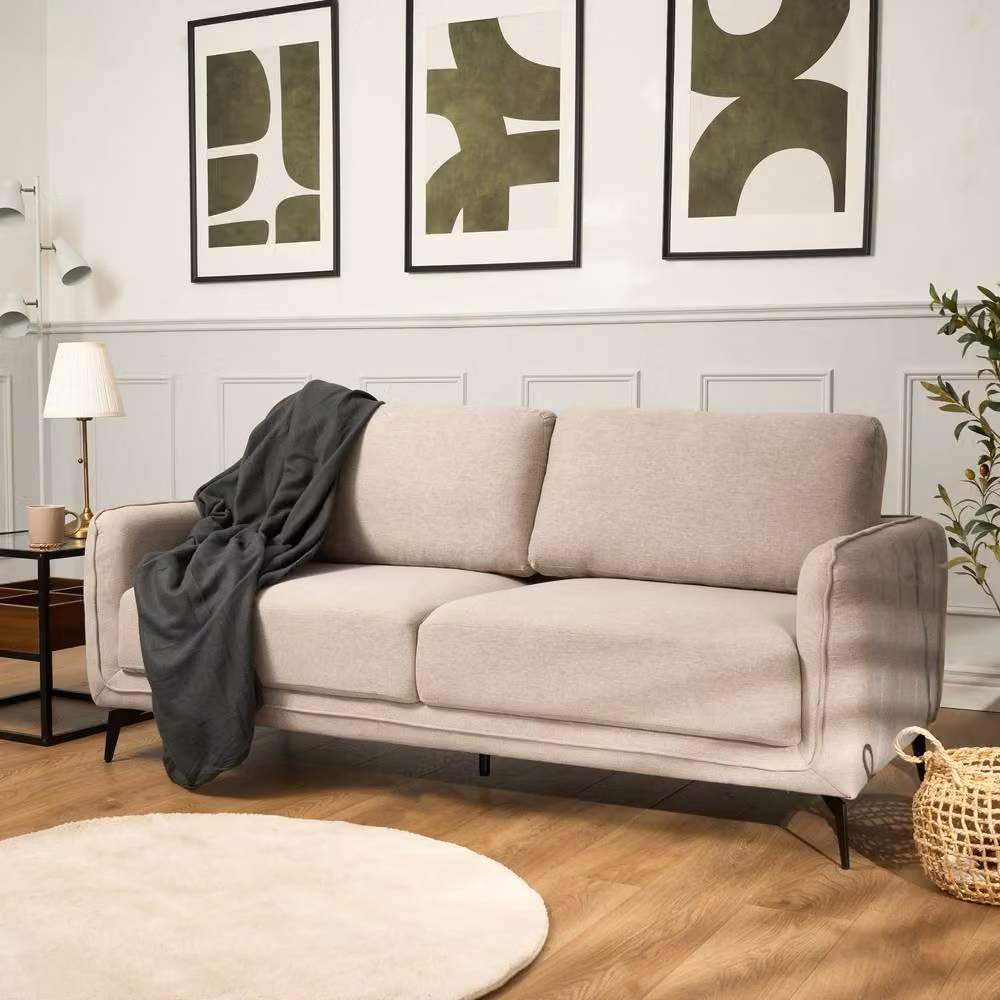 Bravich LTD Brixton Fabric Sofa Set in Cream, including 3 Seater Sofa, 2 Seater Sofa and Armchair with Solid Wood Frame – 2