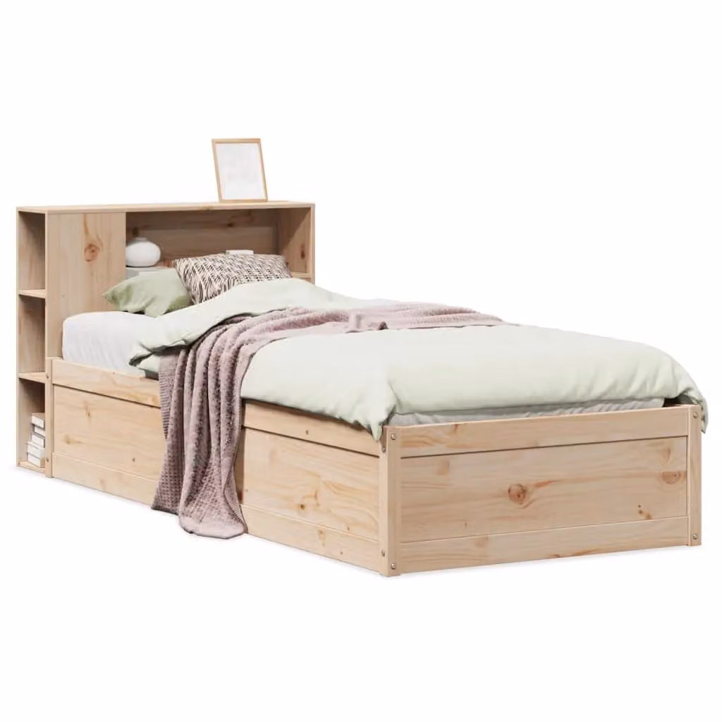 Berkfield Home Small Single Solid Wood Pine Bed Frame in Brown, W/D/H: 190 x 75 x 75 cm – 2