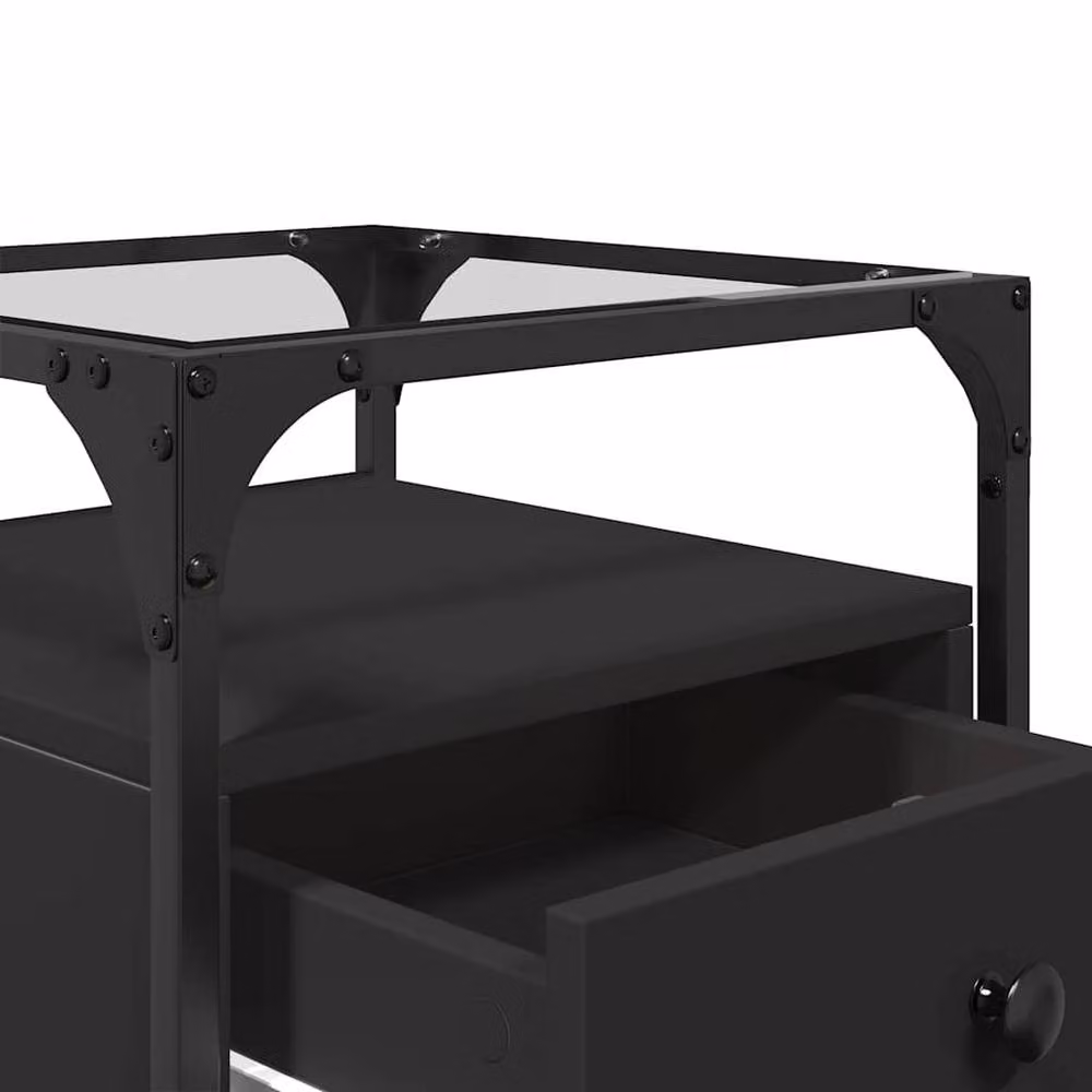 Berkfield Home Decorative Bedside Cabinets, 2 Piece Set in Black, W/D/H: 40 x 40 x 55 cm – 6