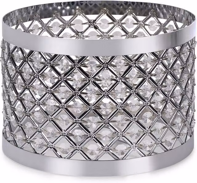 ValueLights Hadley Jewel Drum Ceiling Light Shade in Silver