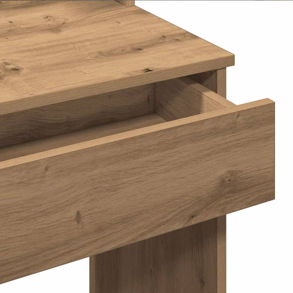 Berkfield Home Artisan Oak Dressing Table with Hollywood LED Lights in Brown, W/D/H: 96 x 40 x 142 cm – 6