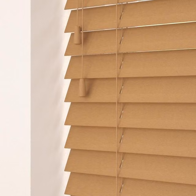 Terrys Made To Measure 50mm Wooden Venetian Blind in Medium Oak Brown