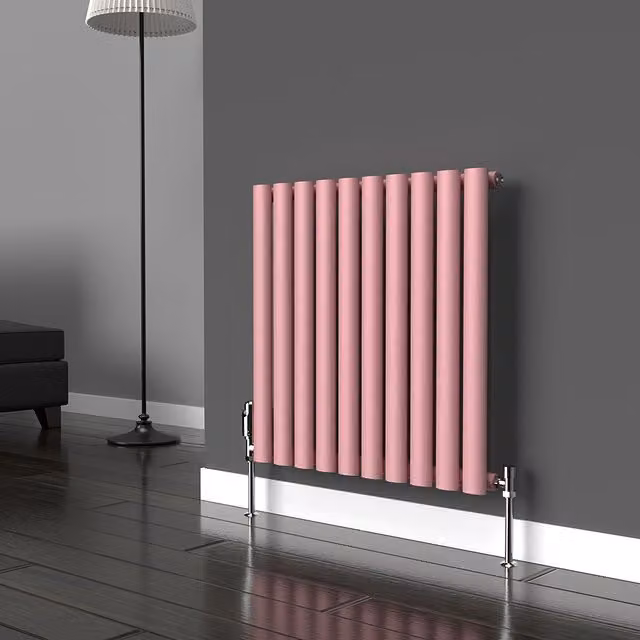 Lux Heat Oval Horizontal Coloured Radiator in Pink, W: 60 cm, H: 54 cm