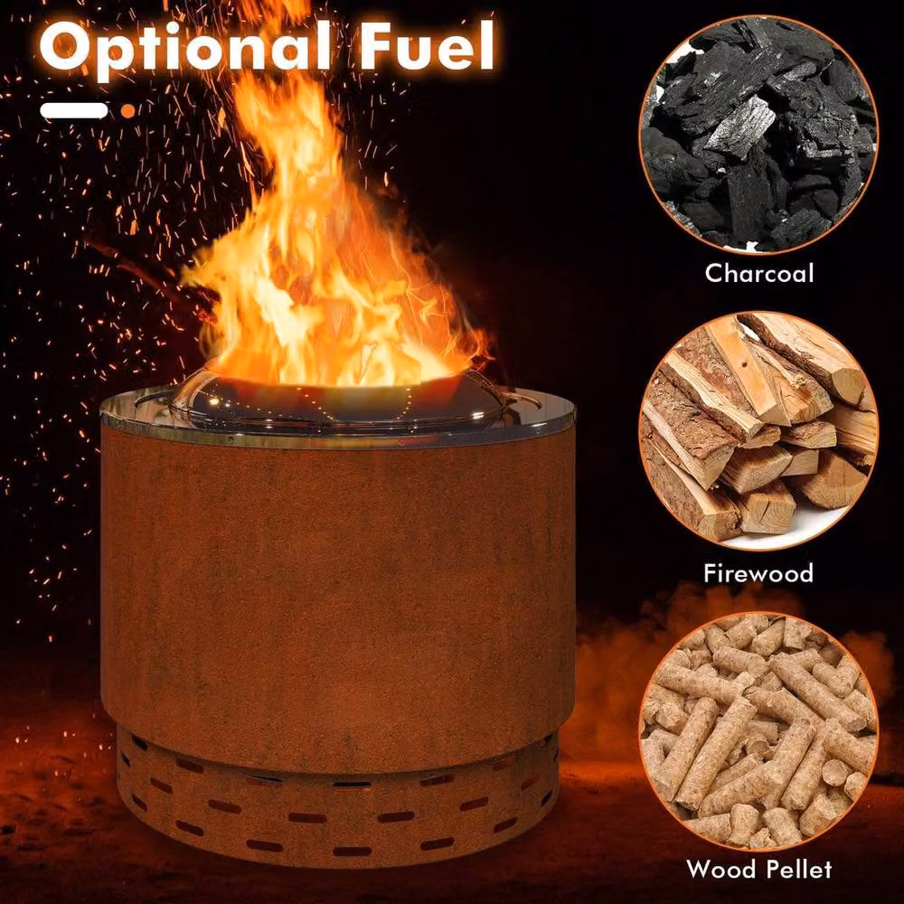 PAWNORA Brown Smokeless Fire Pit Bowl in Stainless Steel, Diameter: 49 cm – 3