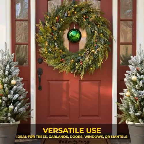 Shatchi Green Round Plastic Christmas Bauble Hanging Ornament, Diameter: 20 cm – 4