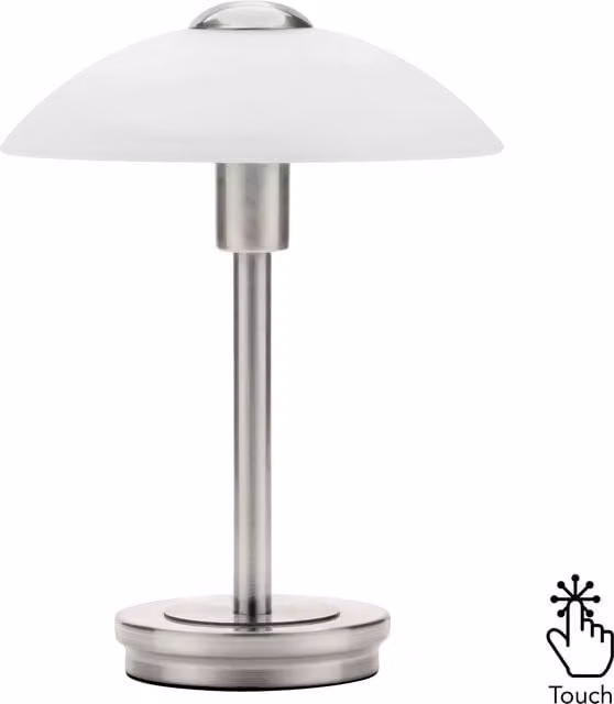 Litecraft Alabaster Shade Touch Table Lamp in Silver with White Glass Dome