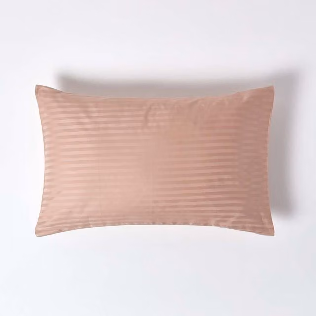 Homescapes Egyptian Cotton Satin Stripe Housewife Pillowcase, 330 Thread Count, Brown Beige, W: 74 cm, D: 48 cm, H: 48 cm
