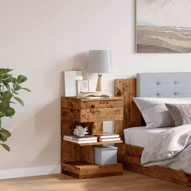 Berkfield Home Elegant Bedside Cabinet in Brown Old Wood, W/D/H: 40 x 35 x 65 cm – 1