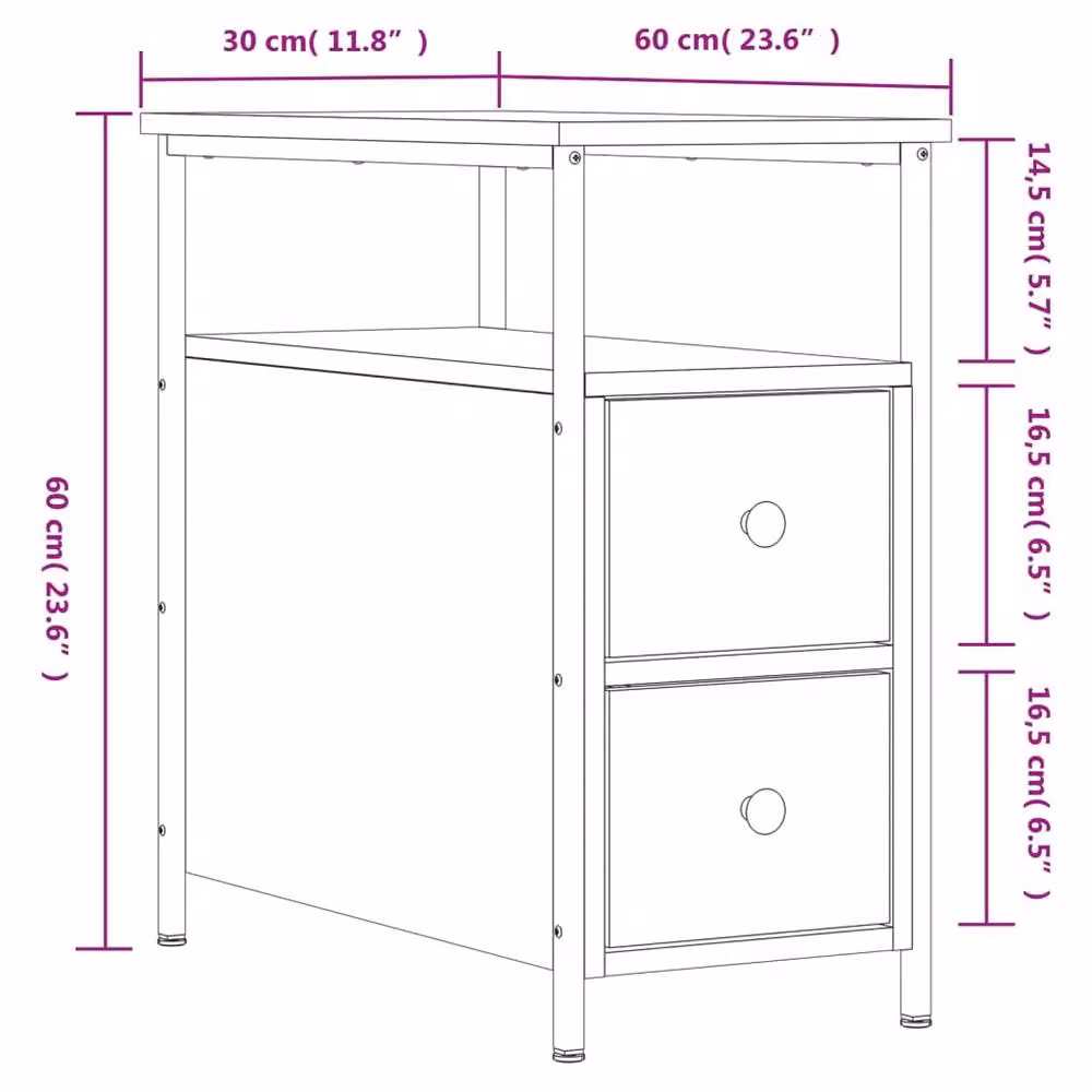 Berkfield Home Black Modern Bedside Cabinet W/D/H: 60 x 30 x 60 cm – 5