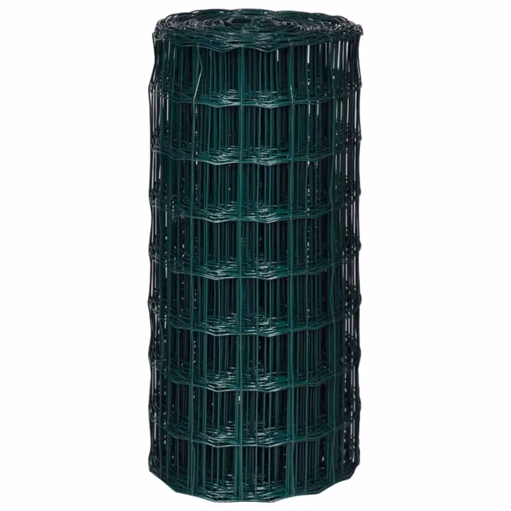 Berkfield Home Euro Fence Green PVC-Coated Steel Fencing, W: 25 m, H: 0.8 m – 3
