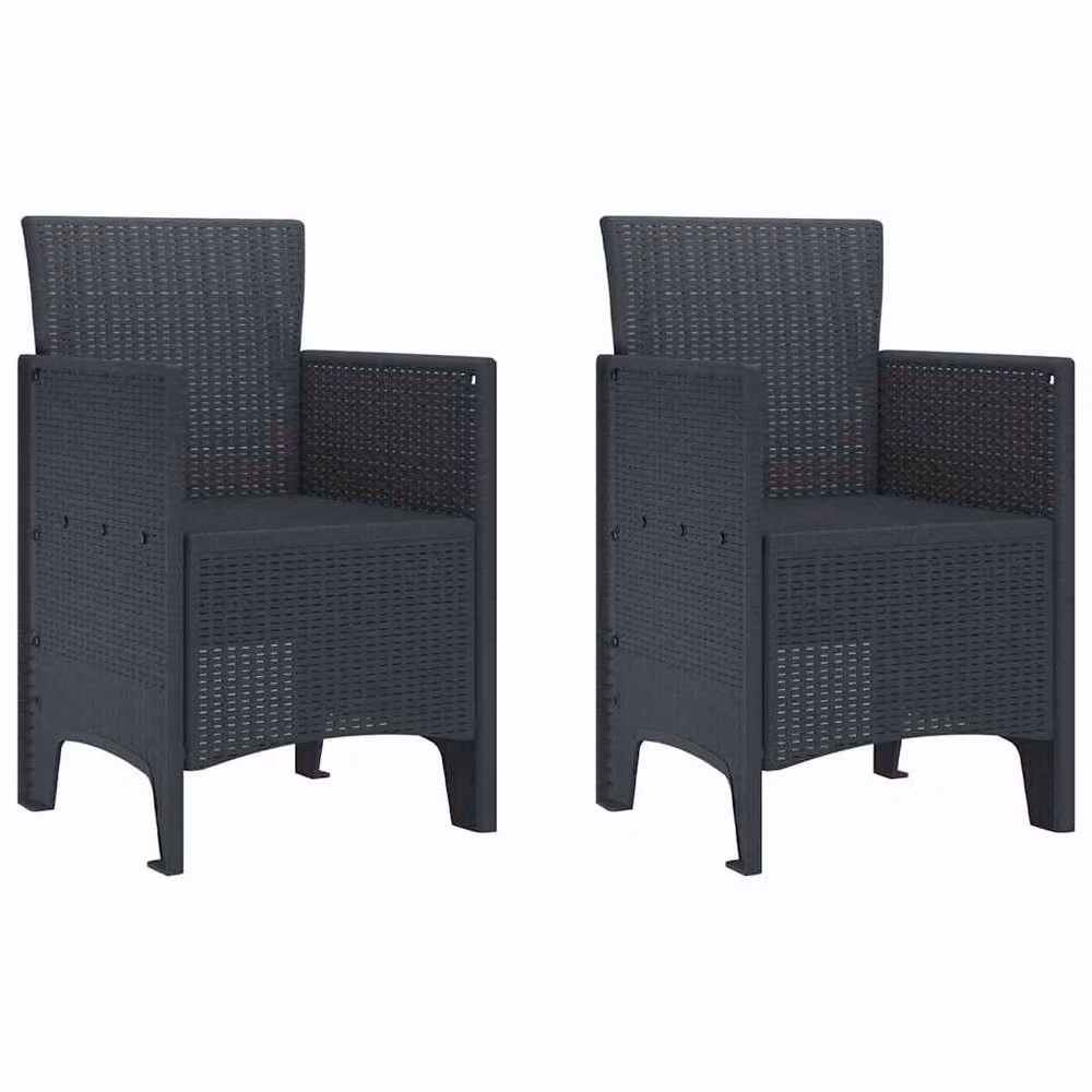 Berkfield Home 3 Piece Anthracite Poly Rattan Garden Dining Set in Dark Grey – 4