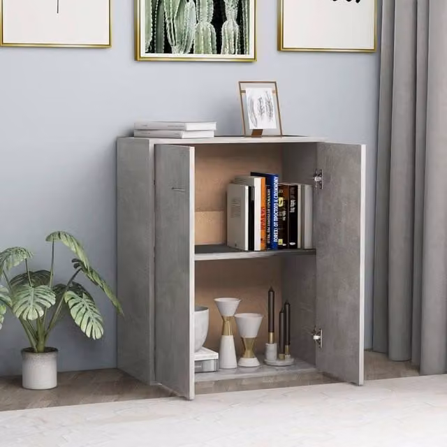Berkfield Home Sideboard in Concrete Grey, W/D/H: 60 x 30 x 75 cm – 1