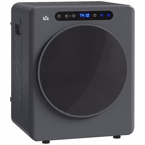 HOMCOM Vented Tumble Dryer, Grey, 5kg Wet Laundry/3kg Dry Capacity, 1000W, Front Loader, W: 61.0 cm, D: 49.0 cm, H: 85.0 cm