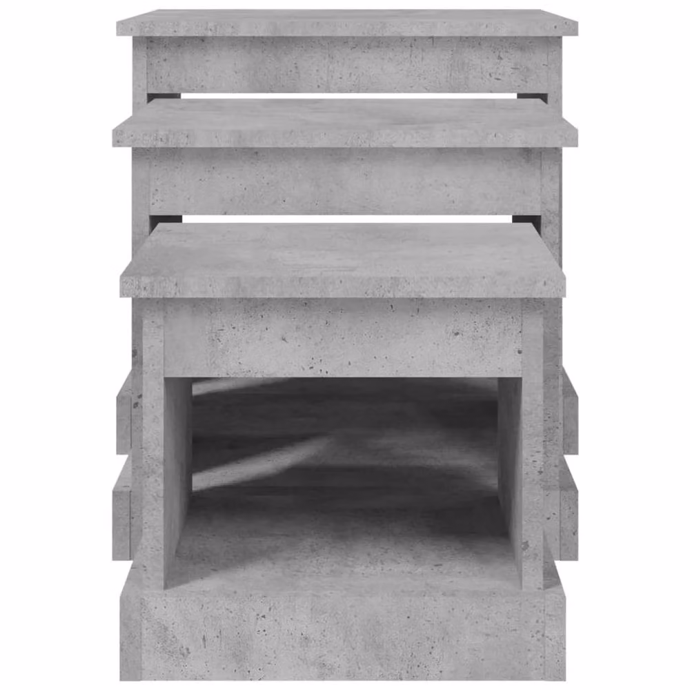 Berkfield Home 3-Piece Square Nesting Tables in Concrete Grey Engineered Wood – 3