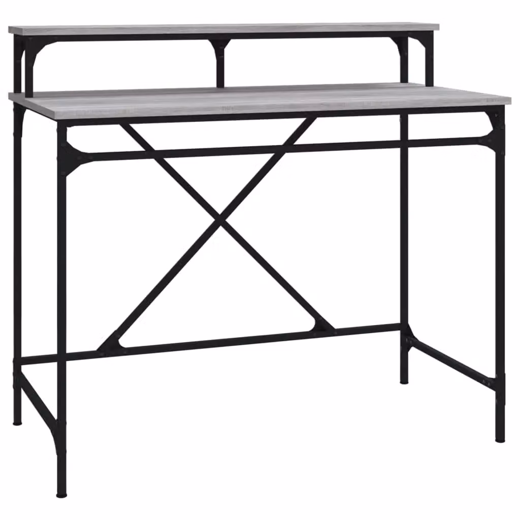 Berkfield Home Grey Sonoma Computer Desk with Iron X-Frame, W/D/H: 100 x 50 x 90 cm – 2