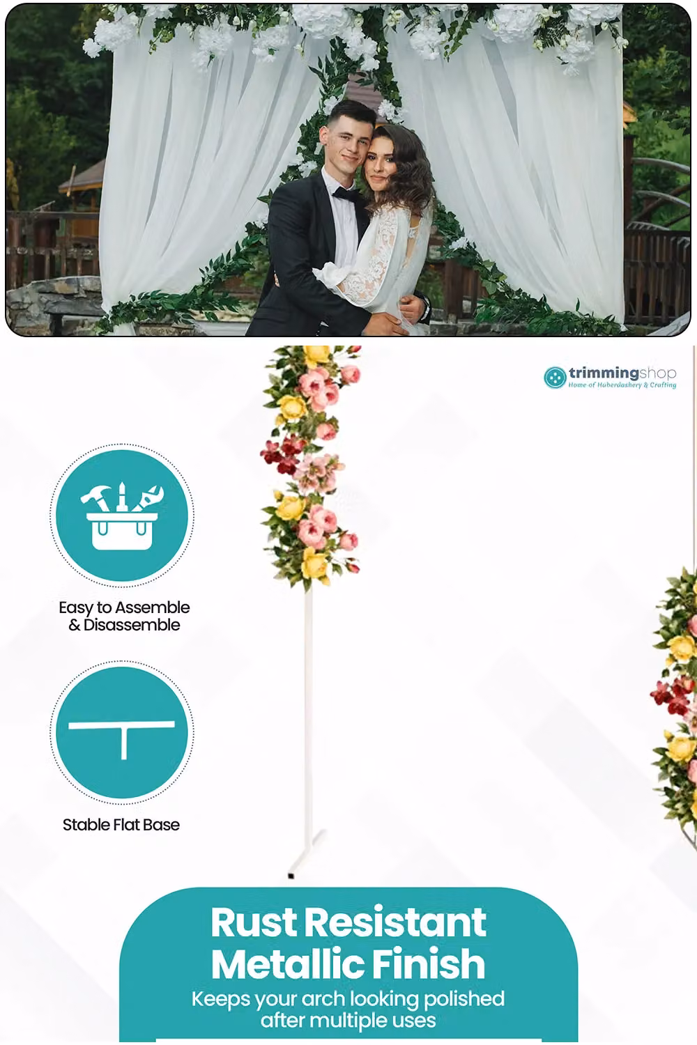 Neel Blue White Metal Rectangle Arch Backdrop Stand for Weddings and Parties, W: 150 cm, H: 200 cm – 2