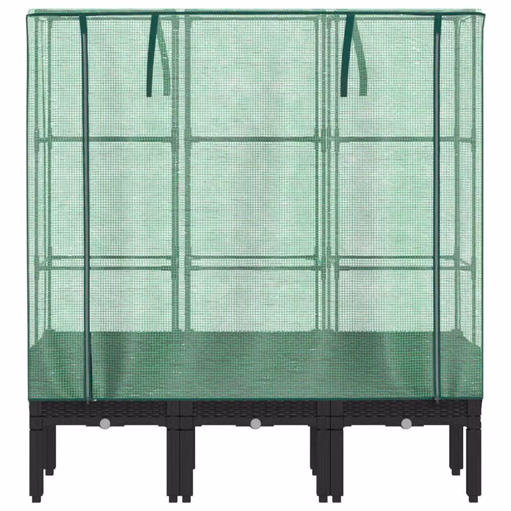 Berkfield Home Raised Bed with Greenhouse Cover in Black Rattan Look, W/D/H: 120 x 40 x 140 cm – 3
