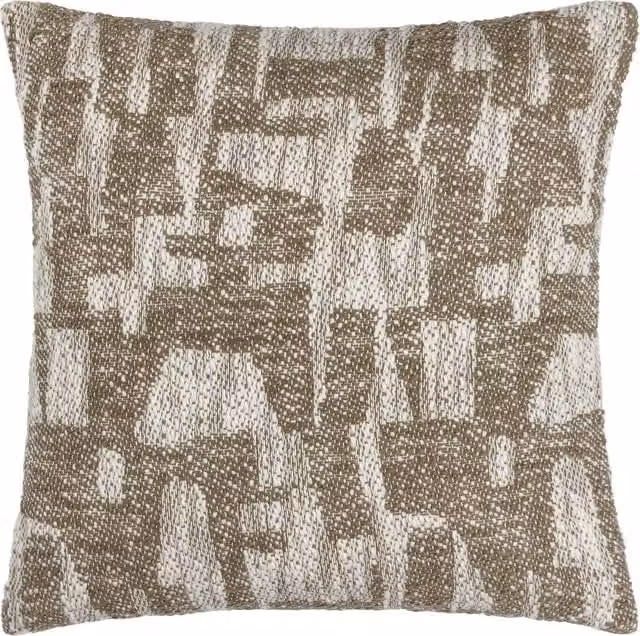 Make it a Home Ola Jacquard Square Cushion in Green and Brown with Feather Filling