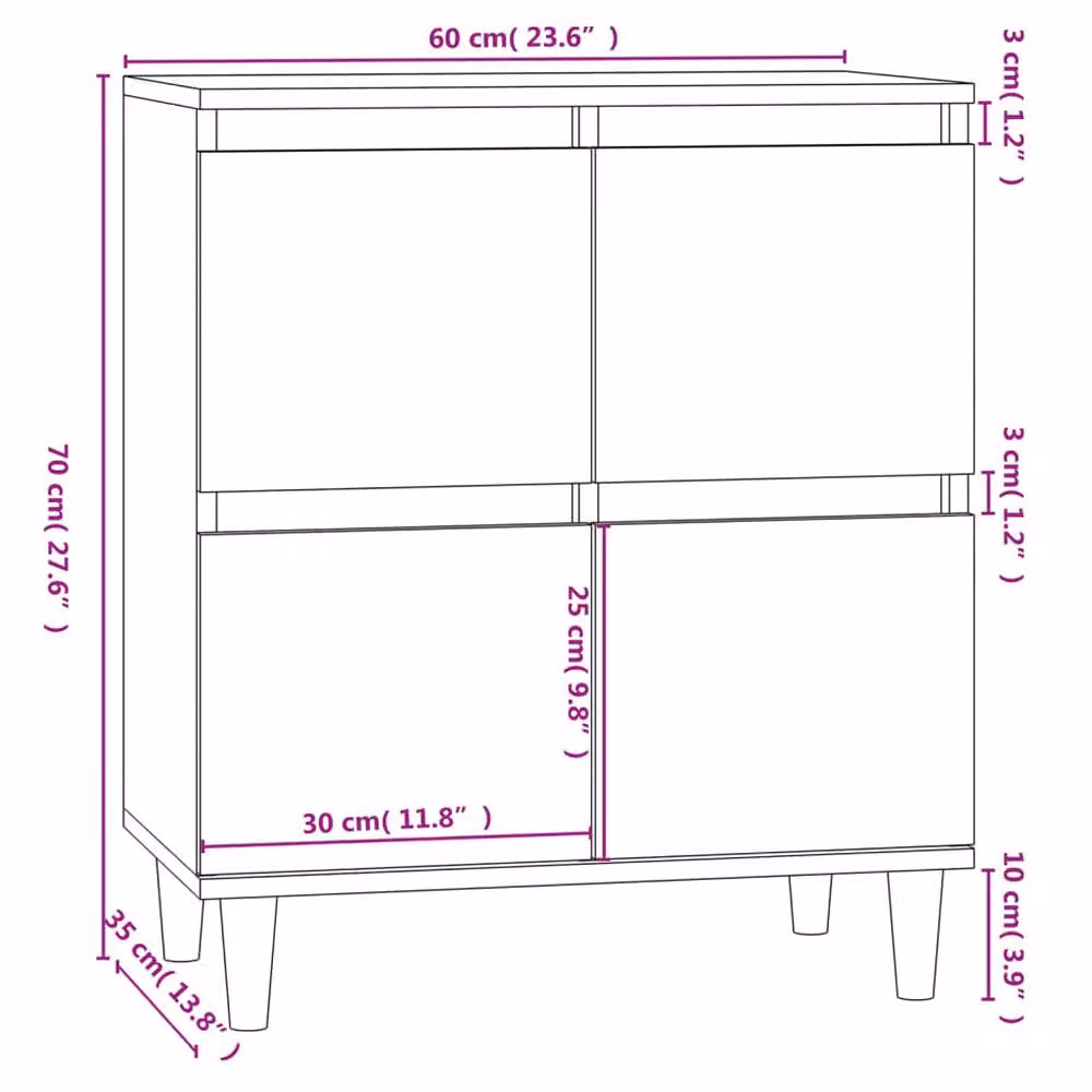 Berkfield Home Grey Sonoma Sideboard in Engineered Wood, W/D/H: 60 x 35 x 70 cm – 3