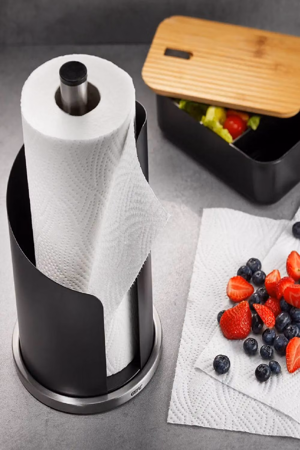 Gefu Curve Freestanding Paper Towel Holder with Weighted Base in Black – 2