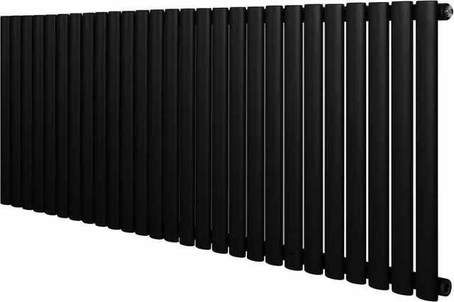 Monstershop Oval Single Column Steel Radiator in Black, W/H: 6.0 x 162.0 cm