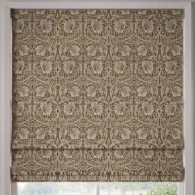 William Morris At Home Pimpernel Floral Velvet Made to Measure Roman Blind in Grey and Multicolour