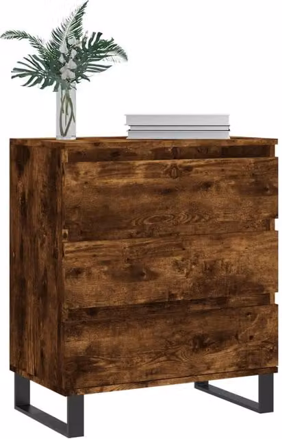 Berkfield Home Industrial Sideboard in Smoked Oak and Brown, W/D/H: 60 x 35 x 70 cm