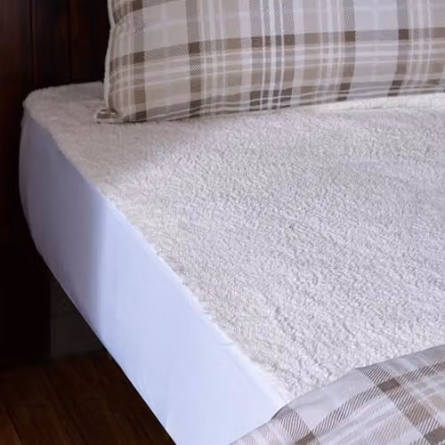Catherine Lansfield Thermal Sherpa Underblanket Fitted Sheet, Cream, W/D/H: 200 x 200 cm – 1