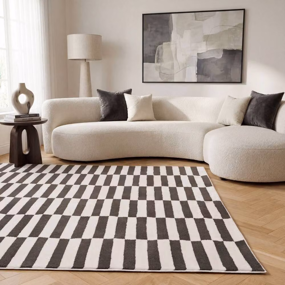 THE RUGS Loft Striped Soft Pile Area Rug, Dark Grey, W: 290 cm, D: 200 cm – 4