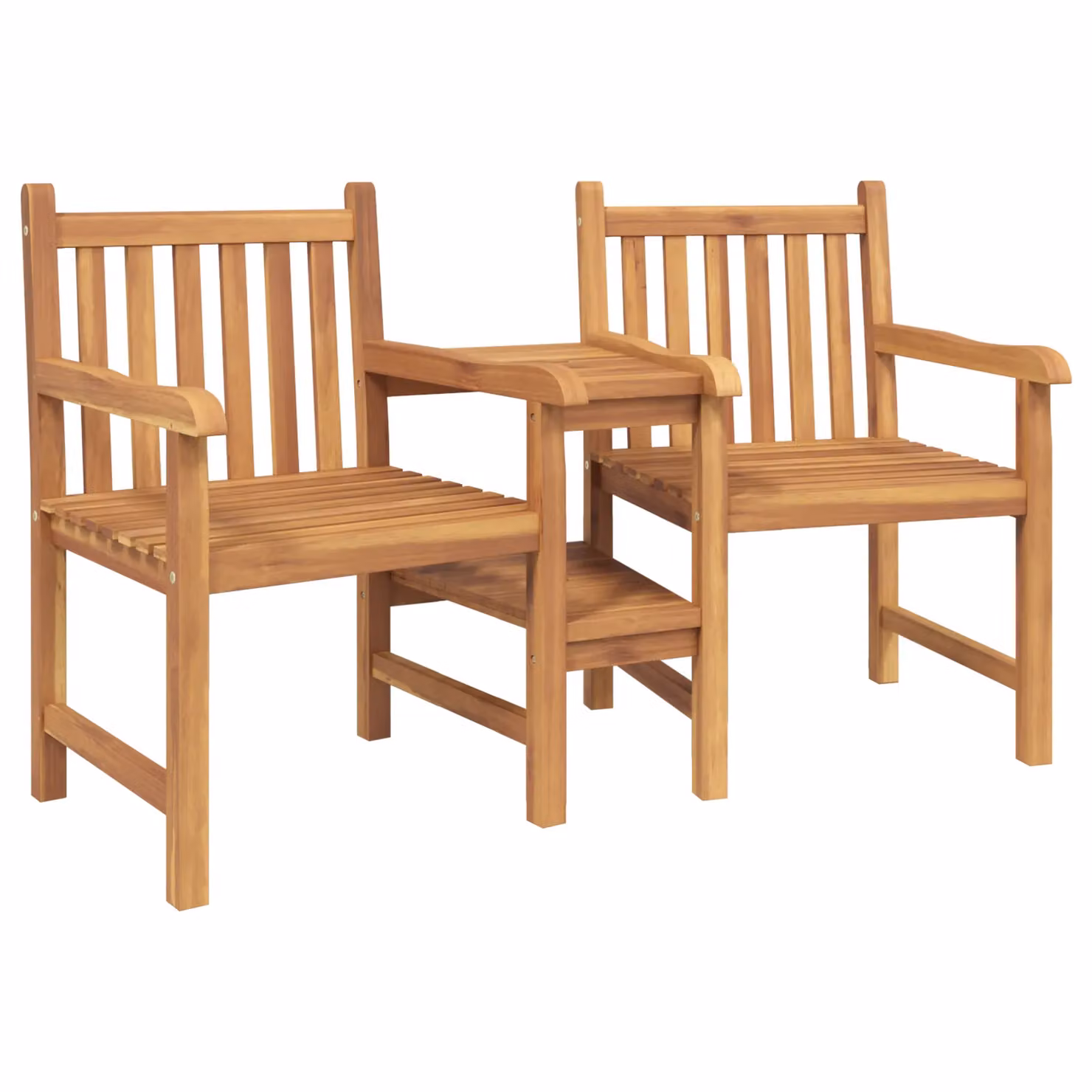 Berkfield Home Geometric Outdoor Chairs with Storage Shelf in Brown Solid Teak Wood – 2