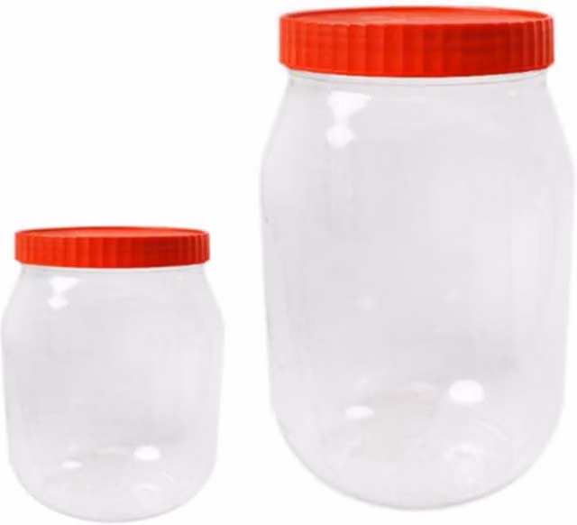KDMD Reusable Plastic Food Storage Freezer Jars with Screw Lids, 1500ml and 500ml, Clear