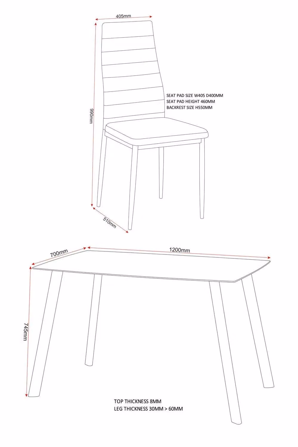 Seconique Abbey Modern Glass Dining Table and 4 Grey Chairs Set – 2