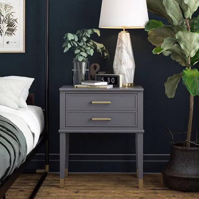 CosmoLiving Westerleigh Modern Square End Table in Graphite Grey and Gold