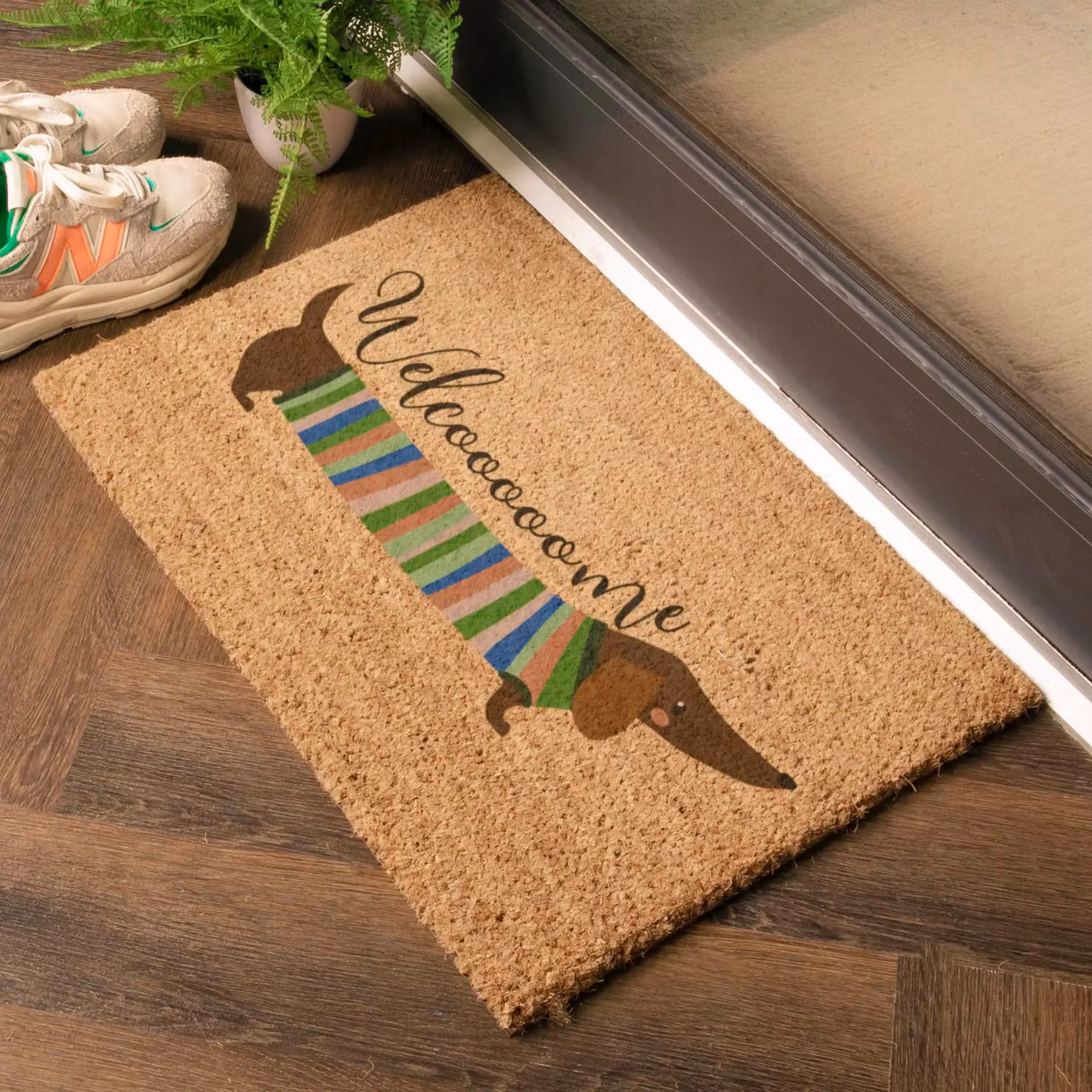 Artsy Mats Welcome Sausage Dog Coir Doormat in Brown, W: 60 cm, D: 40 cm – 2