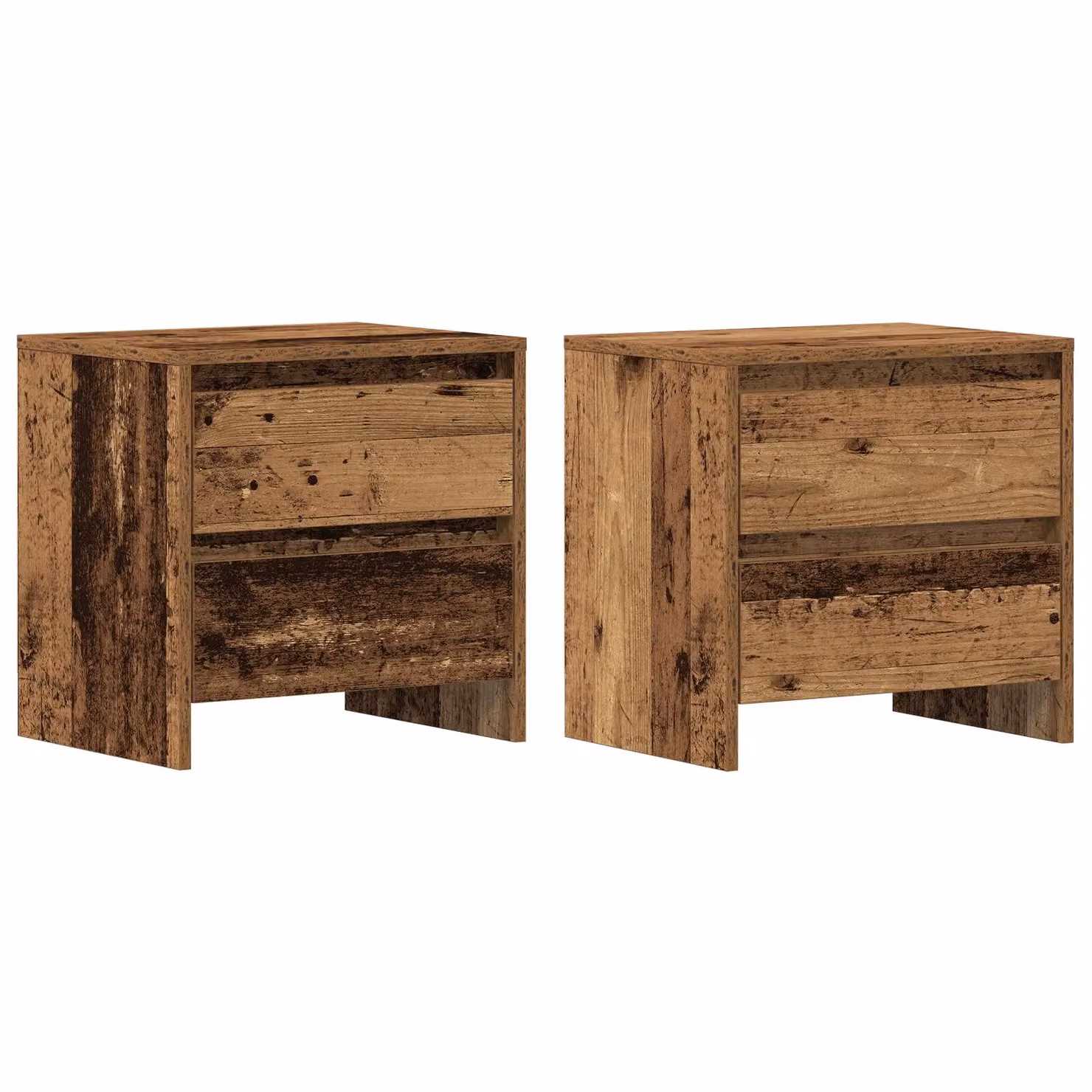 Berkfield Home Set of 2 Bedside Cabinets in Old Wood Brown, W/D/H: 45 x 34 x 44.5 cm – 1
