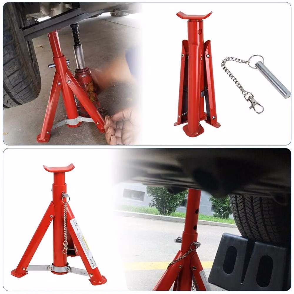 SPETLEK 3 Ton Heavy Duty Steel Axle Stand Ratchet Jack in Red, H: 100 cm, W: 40 cm – 3