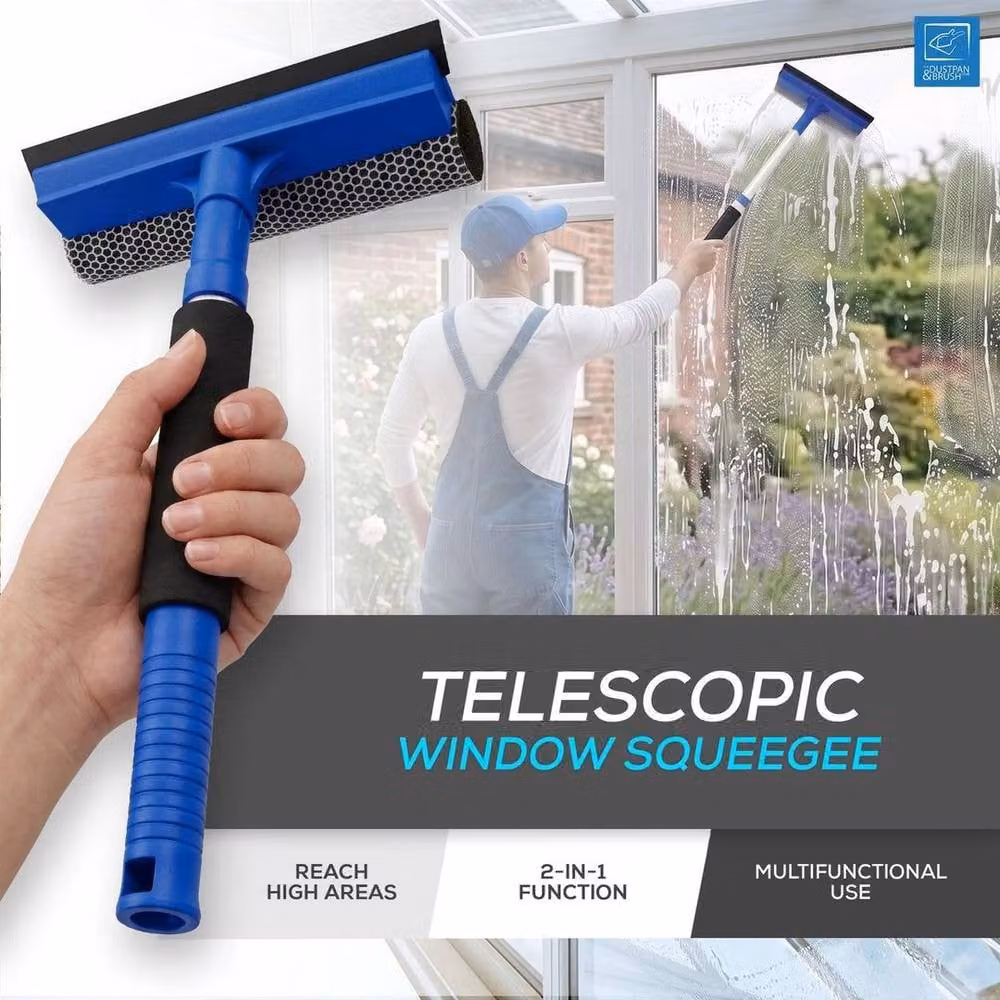 PAWNORA Window Squeegee Cleaner with Microfibre and Telescopic Handle, Blue – 4